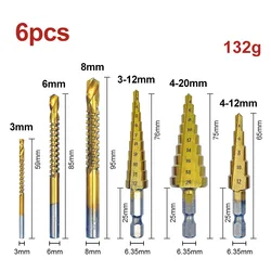 Premium Titanium Drill Bit Set - 6 Pieces (3 - 12mm) for Metal, Wood, and Hard Steel - Corrosion Resistant, Precision Hole Enlarging Tools (6 Pieces Set  No Box)