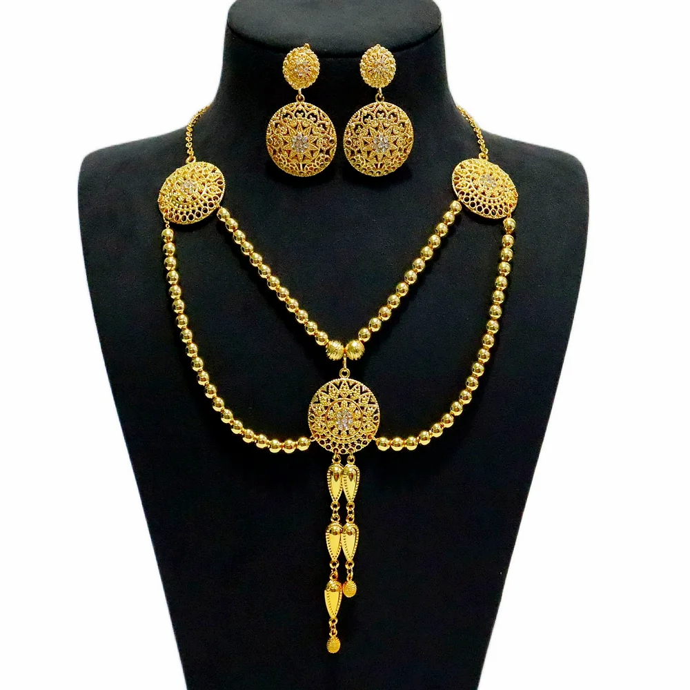 

Middle East Indian jewelry Evening wear earrings necklace accessories two piece set