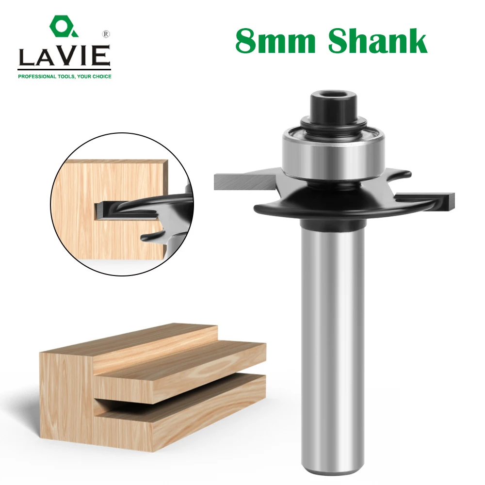 LAVIE 1pc 8mm Schaft T-Schlitzen Keks Joint Slot Cutter Verbindungs Schlitzen Router Bit Mit Lager Fräser für Holzbearbeitung