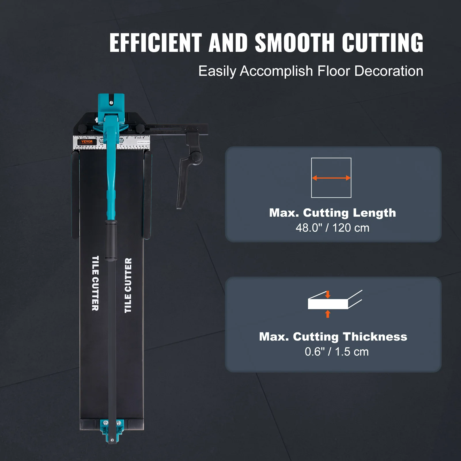 VEVOR Floor Tile Cutter Porcelain Ceramic Tile Cutter With Infrared Positioning Durable Single Rails Tile Cutters fit Beginner 2