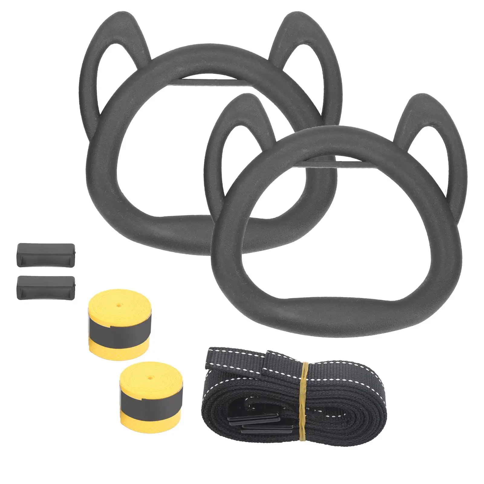 Adjustable Kids Gymnastics Rings w/ Heavy-Duty Straps & Hand Tapes-Fitness Equipment for Children's Pull-Ups & Strength