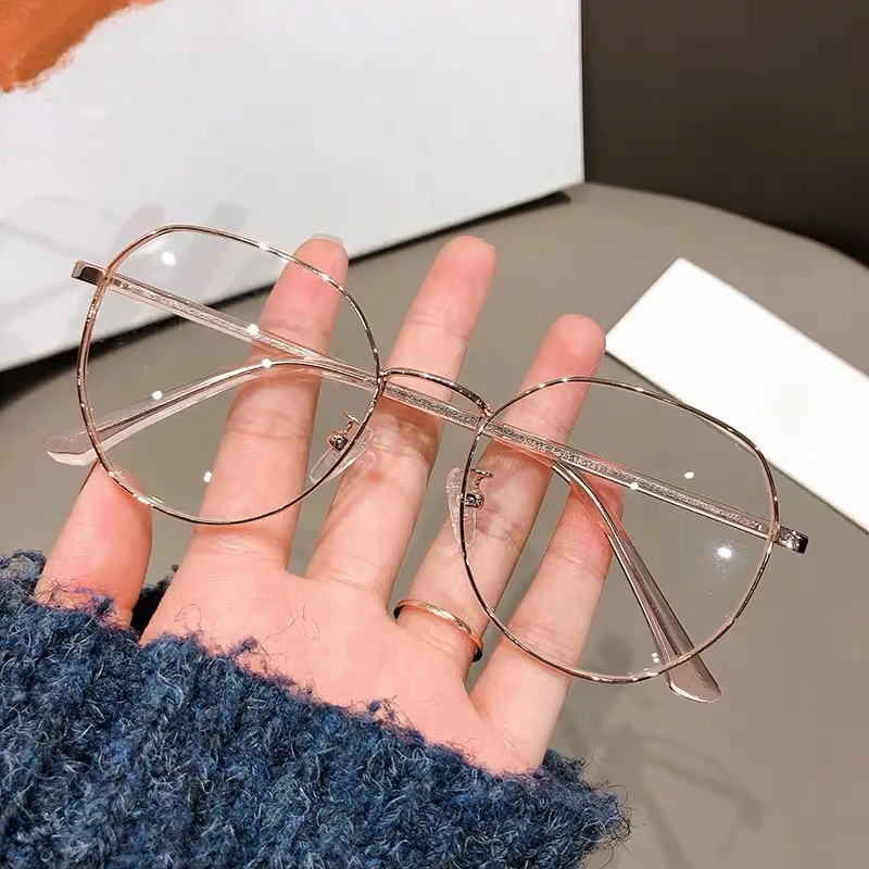 

New Irregular Polygonal Myopic Glasses Frames For Men Women Large Face Fashion Plated+Metal Eyeglasses Frames