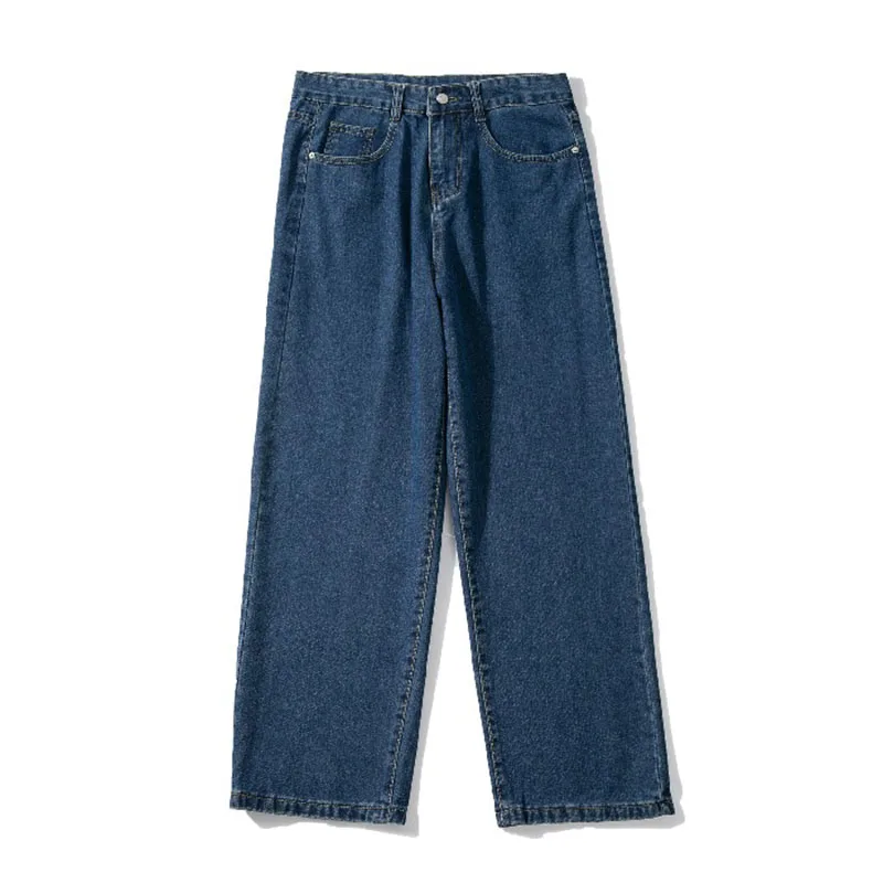 2023 New Brand Spring Men Korean Fashion Blue Pink White Jeans Streetwear Hip Hop Baggy Denim Trousers Straight Wide Leg Pants