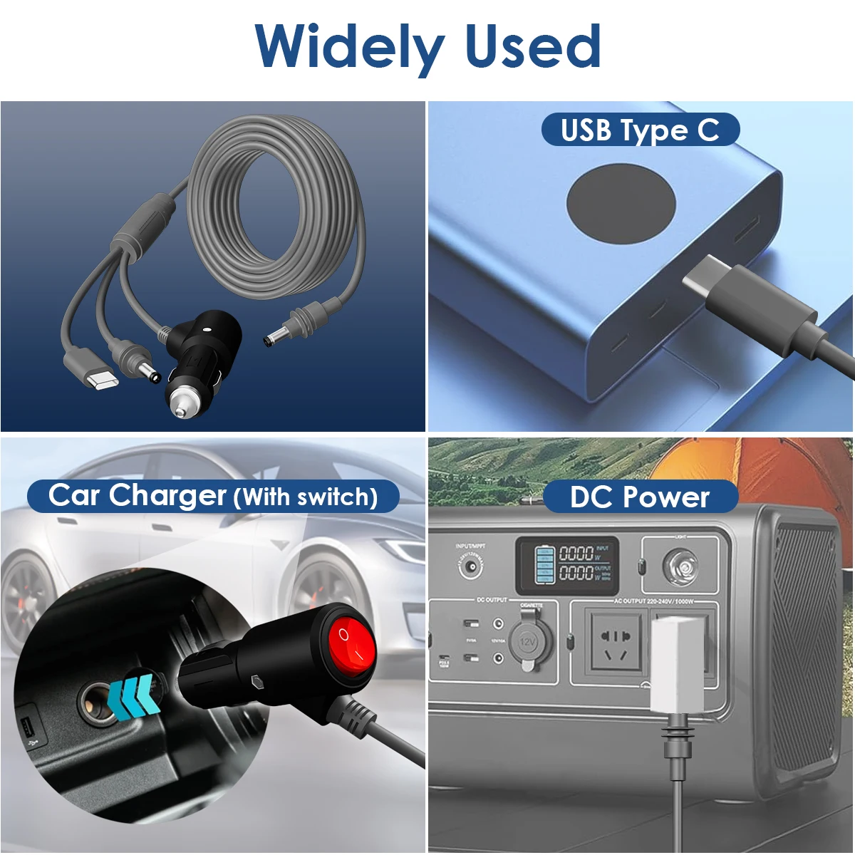 For Starlink Mini 3 in 1 DC Power Cable Cord Waterproof Extension Starlink Mini USB C 12-20V Cigarette Lighter Plug and DC Male