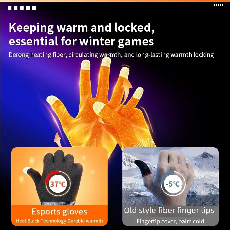 E-sports Game Finger Cover Mobile Phone Tablet Touch Screen Gloves Cold-proof Warm Anti-static Five-finger Two-finger Gloves touch screen gloves gaming finger sleeves