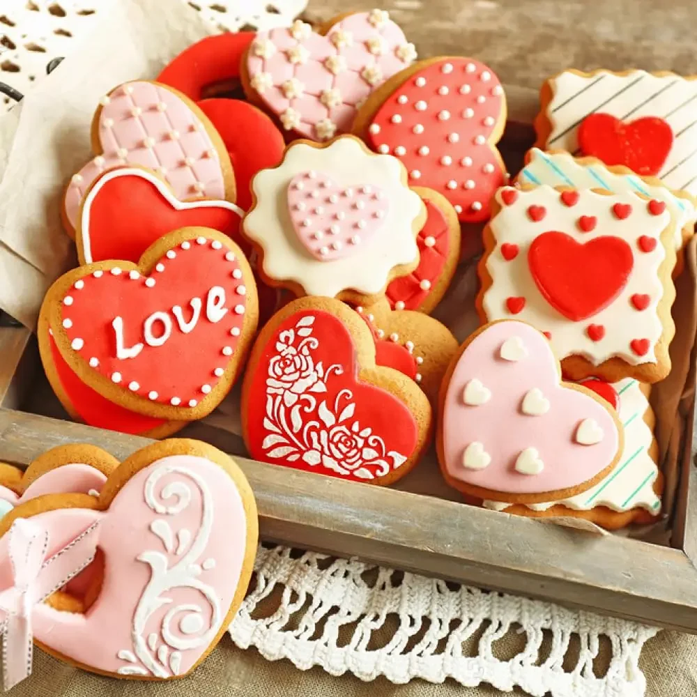 Heart Cookie Cutter Set of 5 Valentine's Day Heart Shape Cake Mould Stainless Steel Shape Cookie Mould Set cookie cutter cookie mould