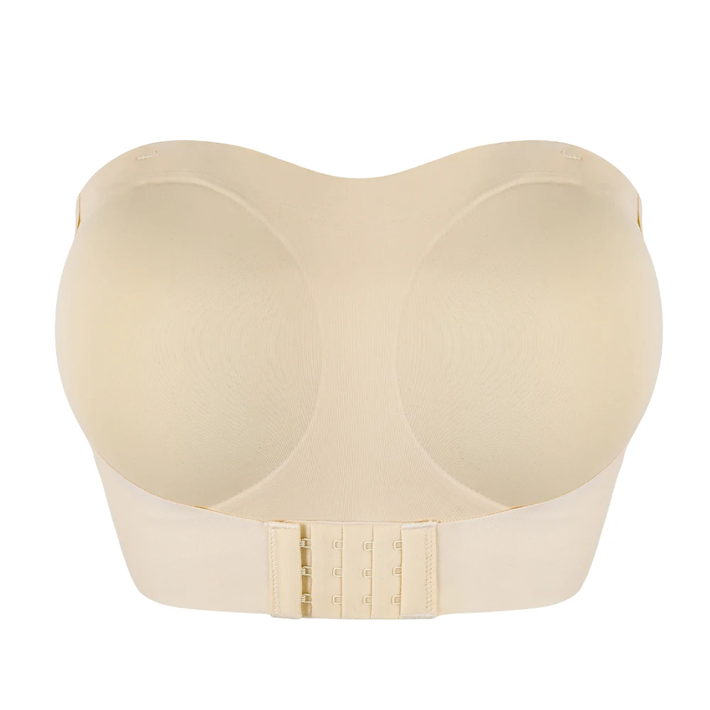 Women Strapless Padded Bra Seam-free Front Button Cross Bandage Bras Comfortable Smooth Plus Size Lingerie for Women