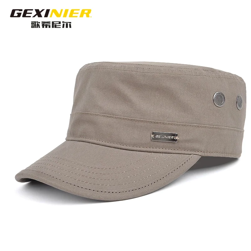 Fashion Flat Top Military Hat Cotton Snapback Cap Men Women Vintage Baseball Caps Dad Hats Adjustable Size 55-59cm