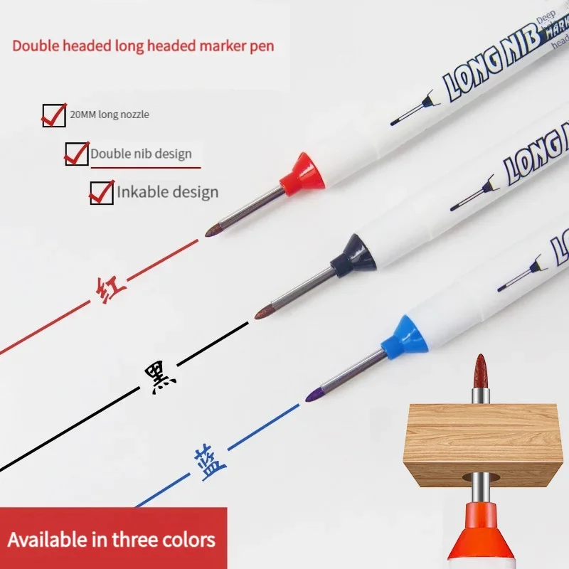 3Pcs 20mm Deep Hole Long Nib Head Markers For Metal Perforating Woodworking Decoration Deep Hole Ceramic Reach Marker Pens multifunction pen