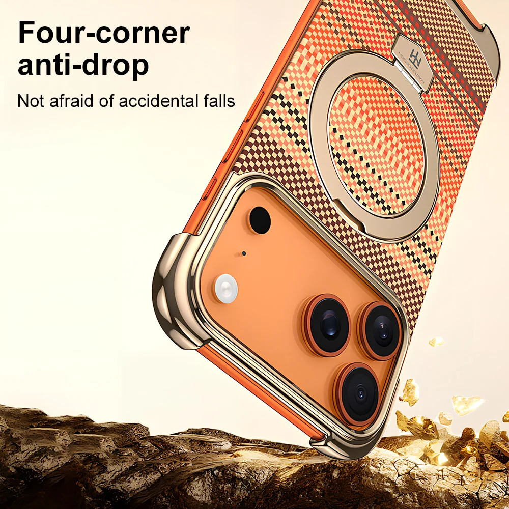 Luxury Shockproof Wireless Charging Stand Phone Case with Corner Protection
