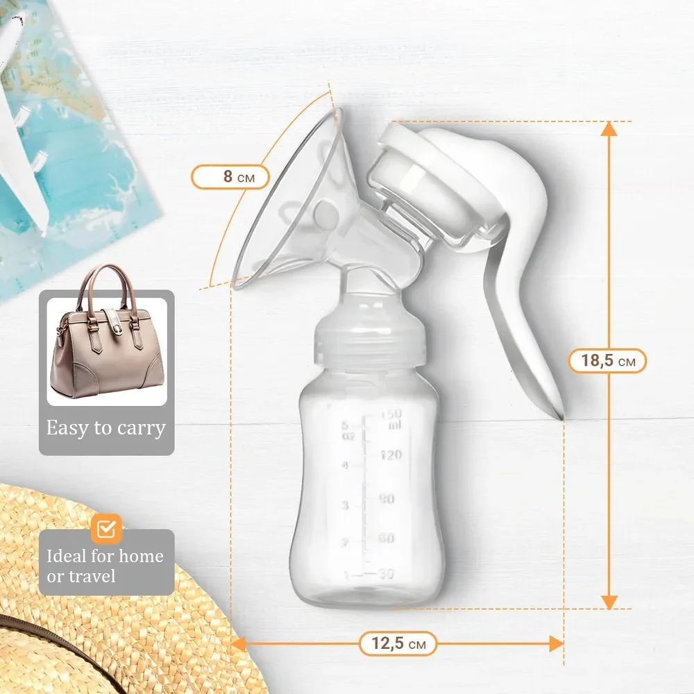 Breast Pump Manual Suction Milk Pump Feeding Breasts Pumps Milk Bottle Sucking Postpartum Supplies BPA Free 6