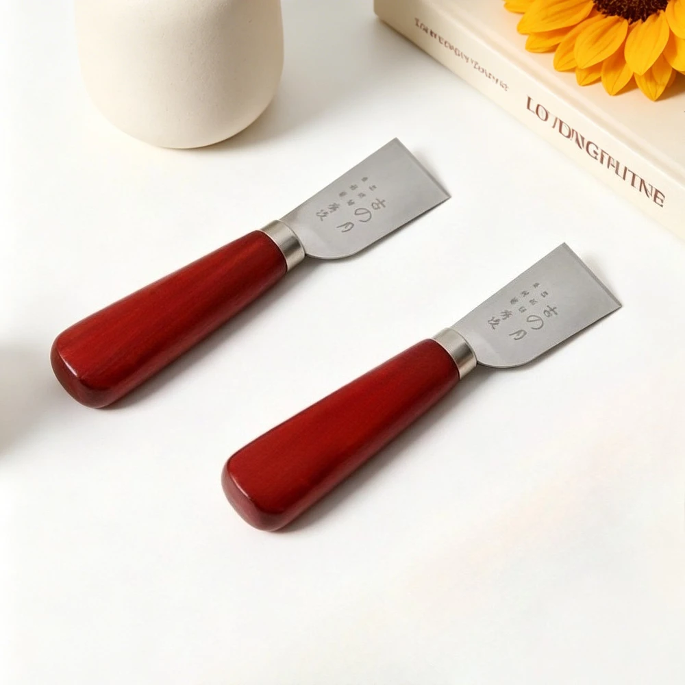 나무 손잡이 스테인리스 가죽 절단 칼 새로운 가정용 가죽 공예 도구 DIY 가..