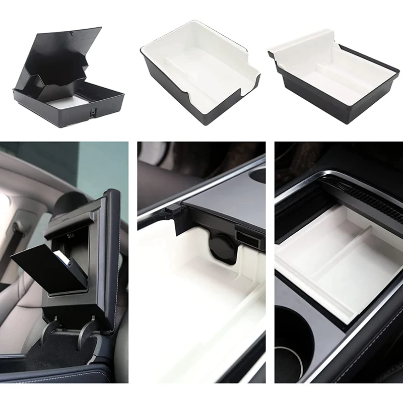 

Upgraded Center Console Organizer Tray For Tesla Model 3/Y, Armrest Organizer Tray, Armrest Cubby Drawer Storage