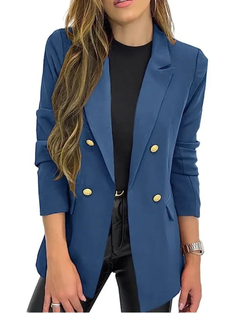 

Women's Blazers New in Outerwears Solid Color Casual Long Sleeved Lapel Button Small Suit Jacket Slim Elegant Fashion Suit Top