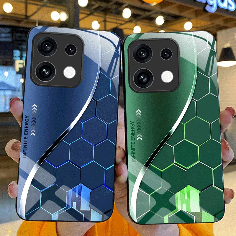 Gradient Color Pattern Tempered Glass Protective Case - Premium Back Shell s