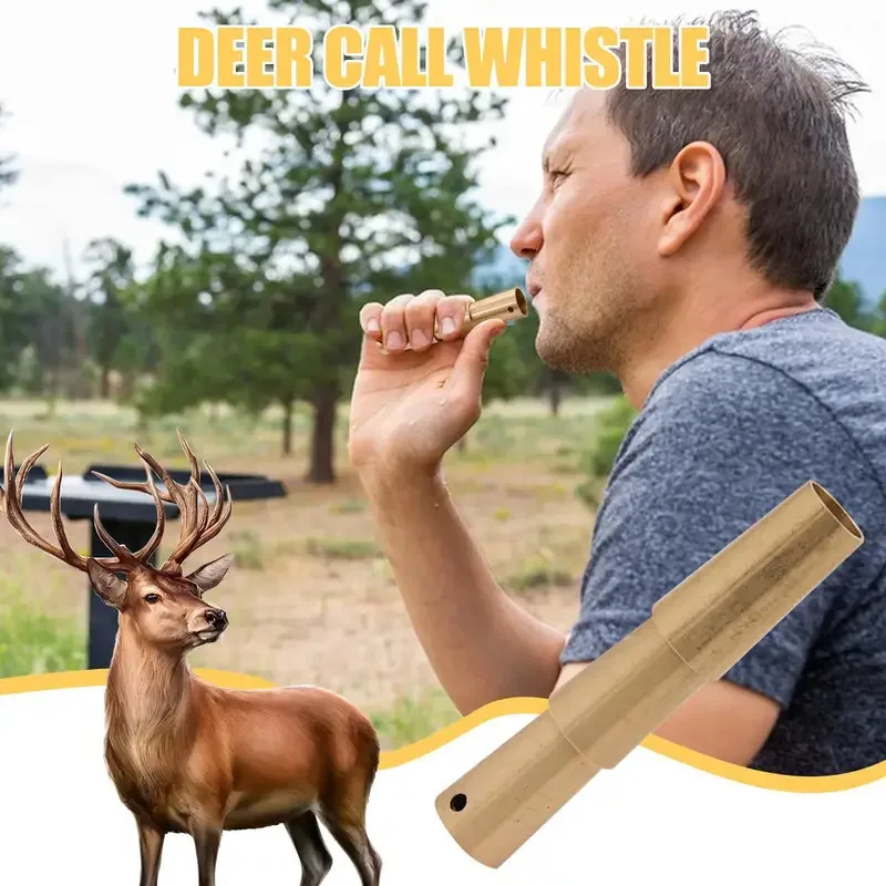Sifflet appel cerf laiton 3 options - leurre animal pour chasse cerf corbeau écureuil
