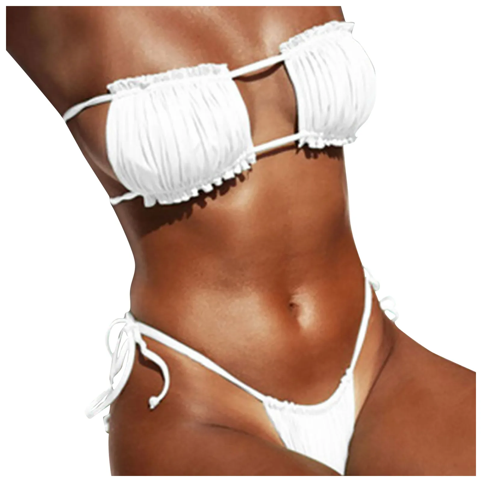 

Sexy Ruffled Frilled Pleated Ruched Bikini Women Swimwear Female Swimsuit Two-pieces Bikini Set Fashion ladies split