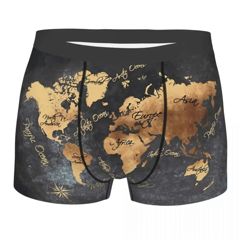 

Art World Gold Black Underpants Breathbale Panties Men's Underwear Print Shorts Boxer Briefs