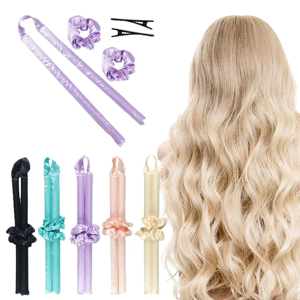 Lazy Heatless Curling Rod Headband No Heat Silk Curls Ribbon Hair Rollers Sleeping Soft Hair Curlers Foam Rod Hair Styling Tools 2sets box curling iron heat less curls beauty curly products rods magic hairdresser tools hair foam rollers hair accessories