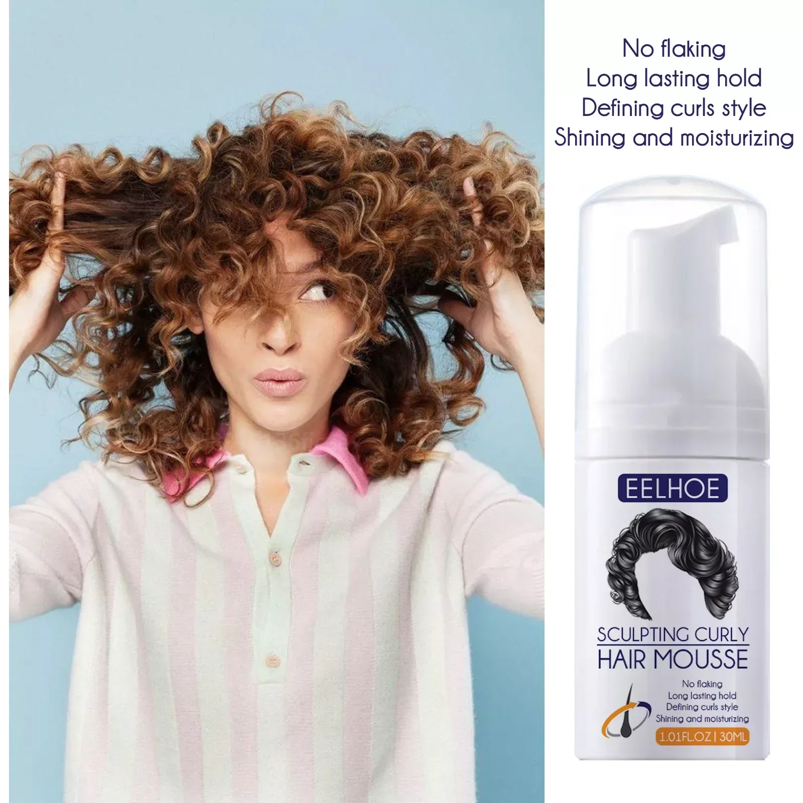 Hair Curl Mousse Natural Curl Boost Sculpting Hair Bounce Cream Female Repair Curling Essence Creme Para Cabelo Cacheado