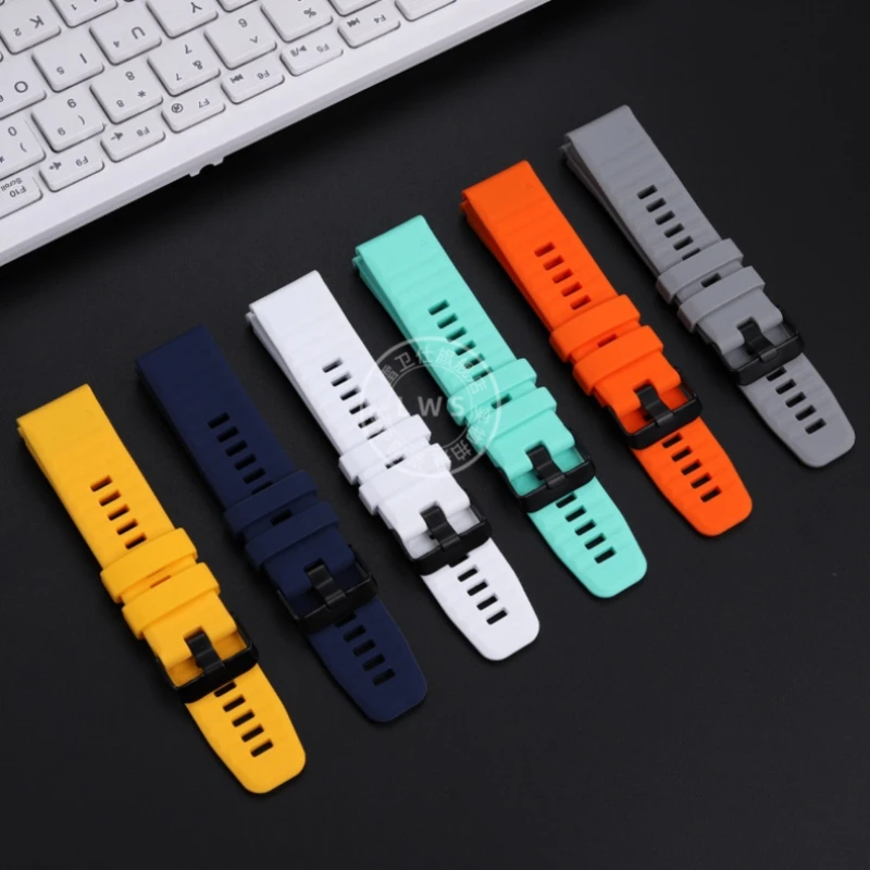 

22mm For any brand Watch Strap soft Silicone watchband Diving Outdoor Sports Men women Rubber Yellow orange gray white Bracelet