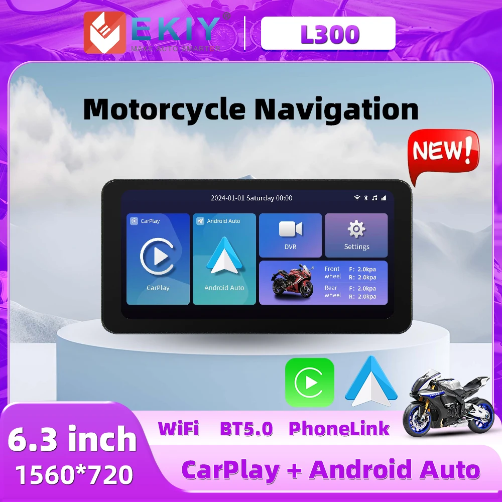 EKIY-L300-Motorcycle-CarPlay-GPS-6-3inch-Wireless-Android-Auto-Airplay ...