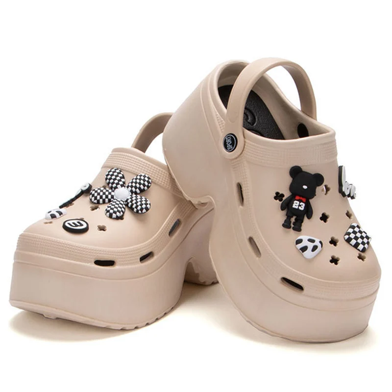Lucyever Fashion Diy Clogs Sandals Women Summer Chunky Platform Slippers Woman Thick Bottom Closed Toe Beach Slippers Mujer women sandals