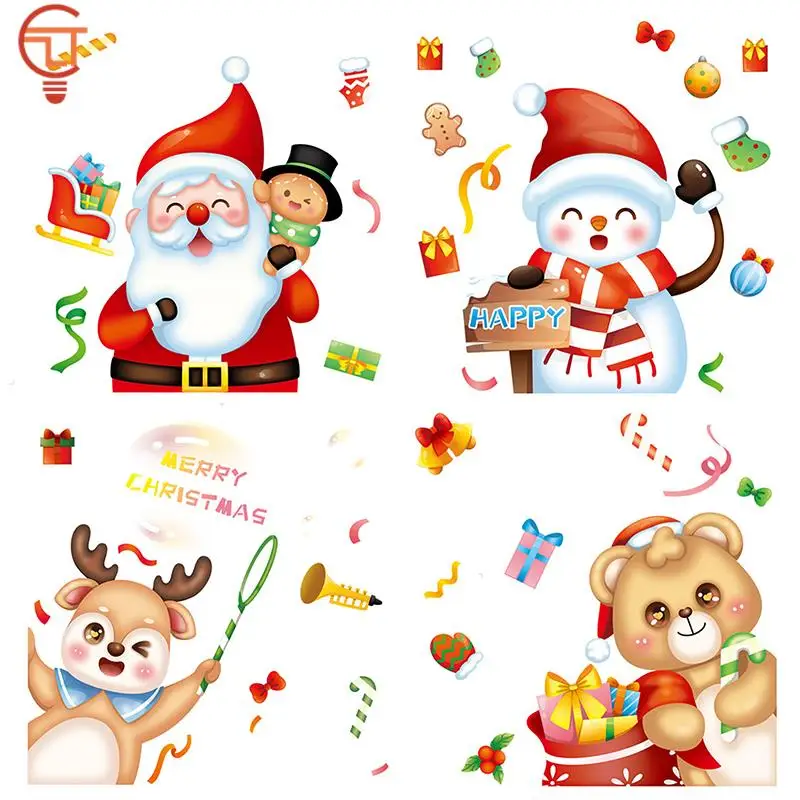 

Snowflake Stickers Xmas Tree Santa Claus Snowman Elk Window Stickers Christmas Static Electricity Wall Sticker 2024 New Style