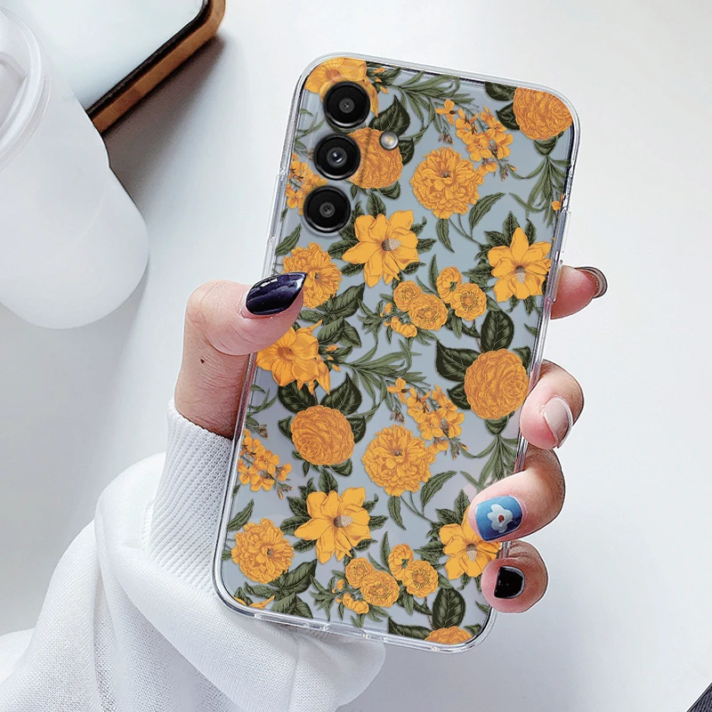 Clear Floral Cartoon Heart Shockproof Soft TPU Case - Transparent Cover