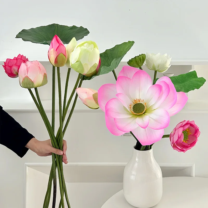 Artificial Lotus Canopy with PU Lotus Leaves for Home Decoration and Photography Props, 85cm