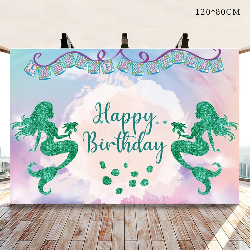 Mermaid Theme Photo Background Cloth Happy Ocean Mermaid Girl Birthday  Party Under The Sea Hippocampus Mermaid Tail Kids Decor - Party Backdrops -  AliExpress