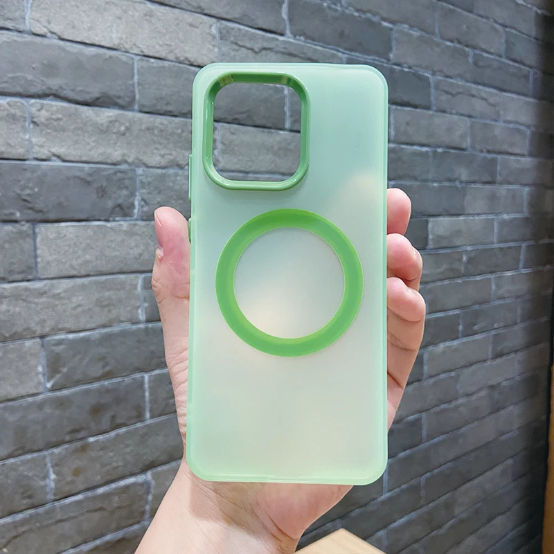 Translucent Magnetic Suction Shockproof Phone Case - Skin-Feel Hard Silicone Back Cover