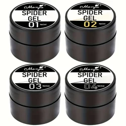 Elastic Nail Art Gel Polish for Carving and Painting - Set of 4 Vibrant Colors (4Pcs)