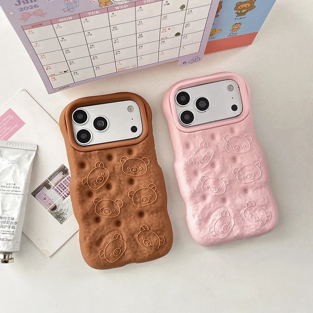 Kawaii 3D Cartoon Bread Bear Soft Silicone Phone Case