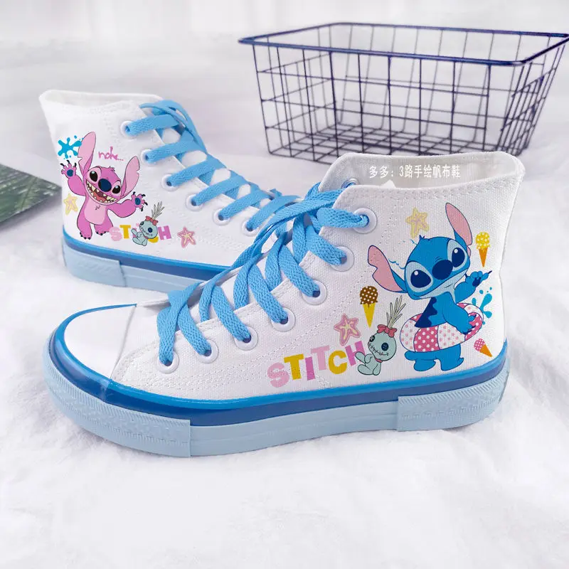 Disney lilo & stitch sapatos de lona bonito dos desenhos animados pouco  monstro padrão sapatos moda esportes casuais sapatos de lona alta e baixa -  AliExpress