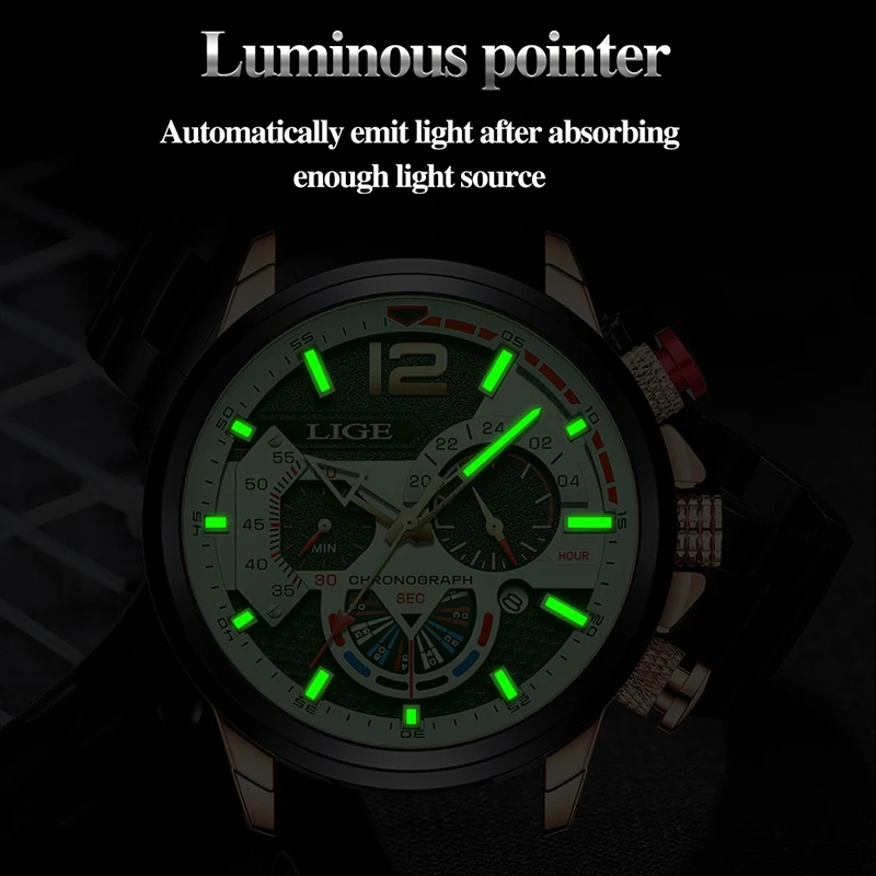 Chronograph Men Watch For Men Sport Casual Stainless Steel Luminous Wrist Watches for Male Creative Quartz Clock_voghion.com