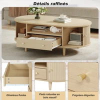 Petite table, chambre à coucher, table de luxe légère, table basse moderne, salon, table basse de salon 100 x 50 x 36 cm 2