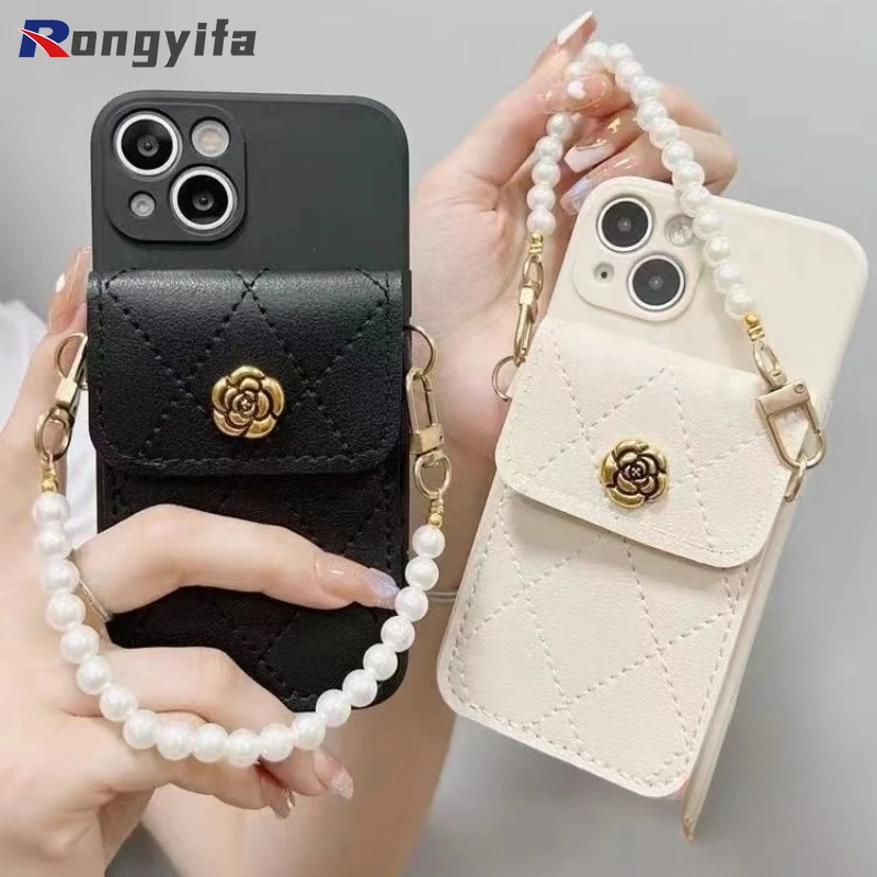 

For Huawie Mate 60 50 40 30 20 10 Pro 20X Y6P Y7P Y9S Pro 2019 Fashion Camellia Pattern Casing Card holder Wallet Phone Case