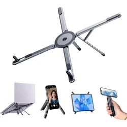 Ergonomic Aluminum Portable Foldable Laptop Stand with 8 Adjustable Heights (Silver)