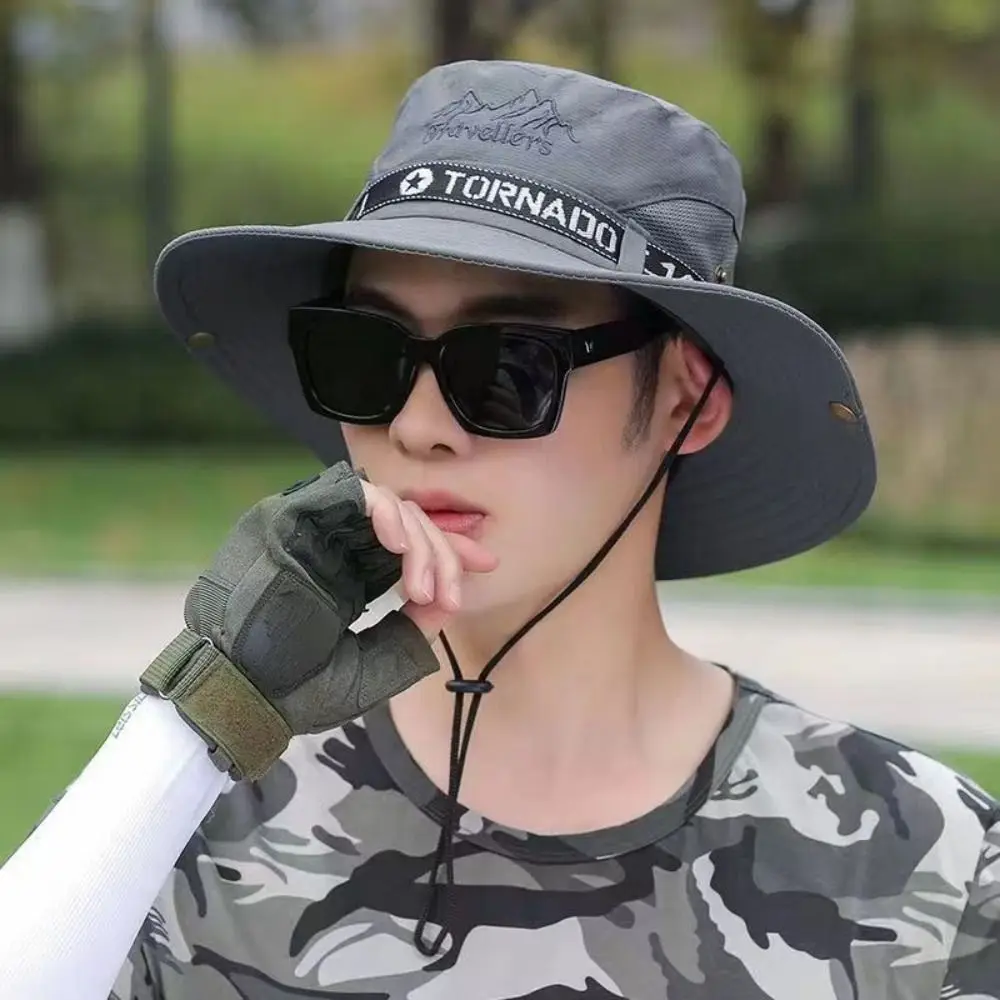 남성용 조절식 양동이 모자, UV 햇빛 차단, 빠른 건조 등산 모자, 통기성, 넓은 챙, 태양 보호, 신제품