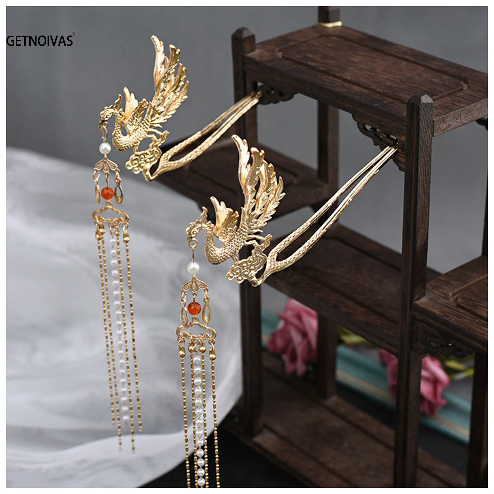 Copricapo Antico Cinese Hanfu – Spilla Fenice Fatta A Mano Con Perle – Corona Per Opera E Performance