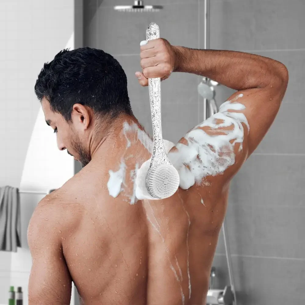 Description Picture 2 of item2 in 1 Soft Back Scrubber Brush Skin Massager Bath Shower Scrubbing Brush with Handle Body Wash Exfoliating Scrub Bath Supplie