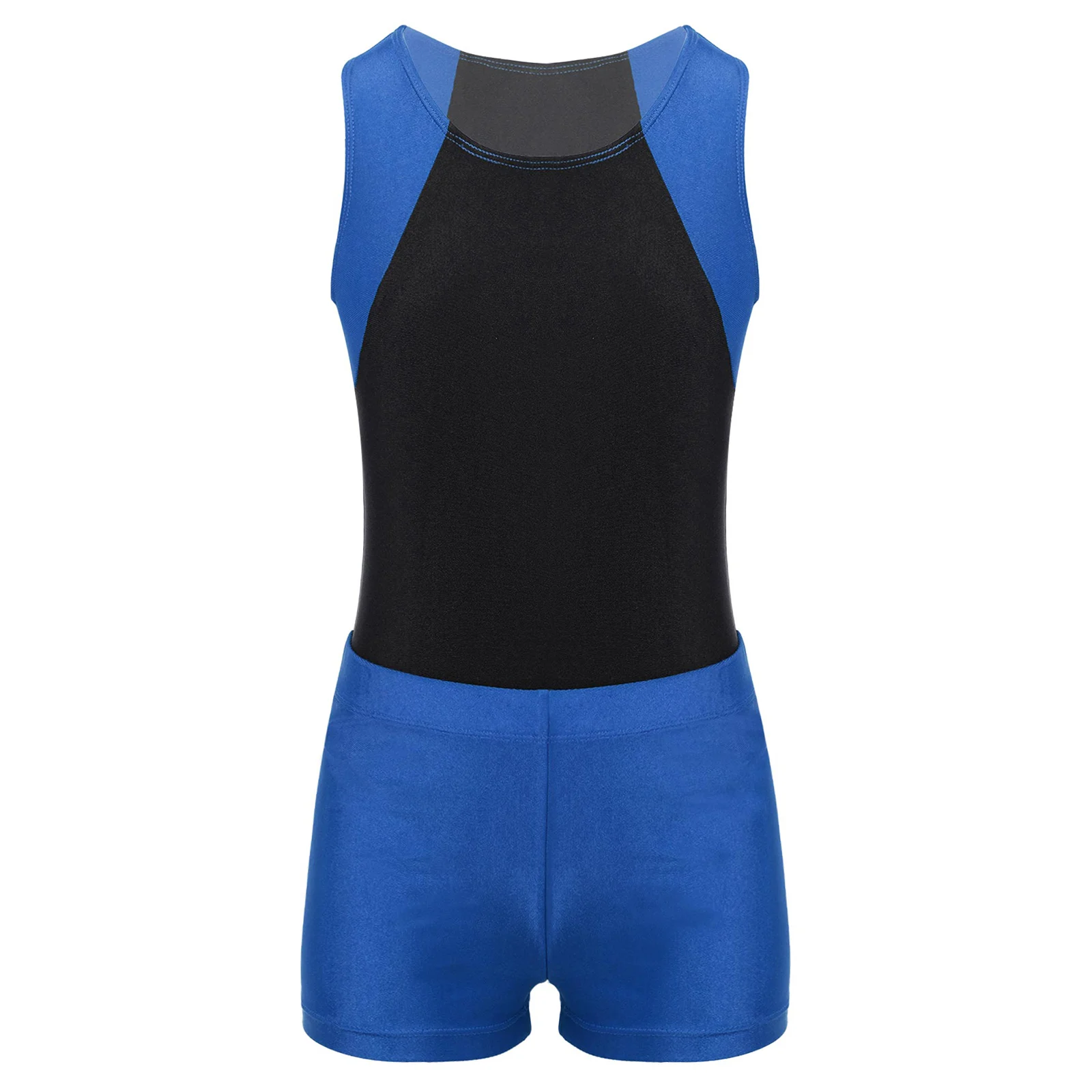 Boys Bodysuit Dance Leotards Jumpsuit Kids Gymnastics Leotard Costumes Sleeveless Stretchy Workout Sport Bodysuits with Shorts