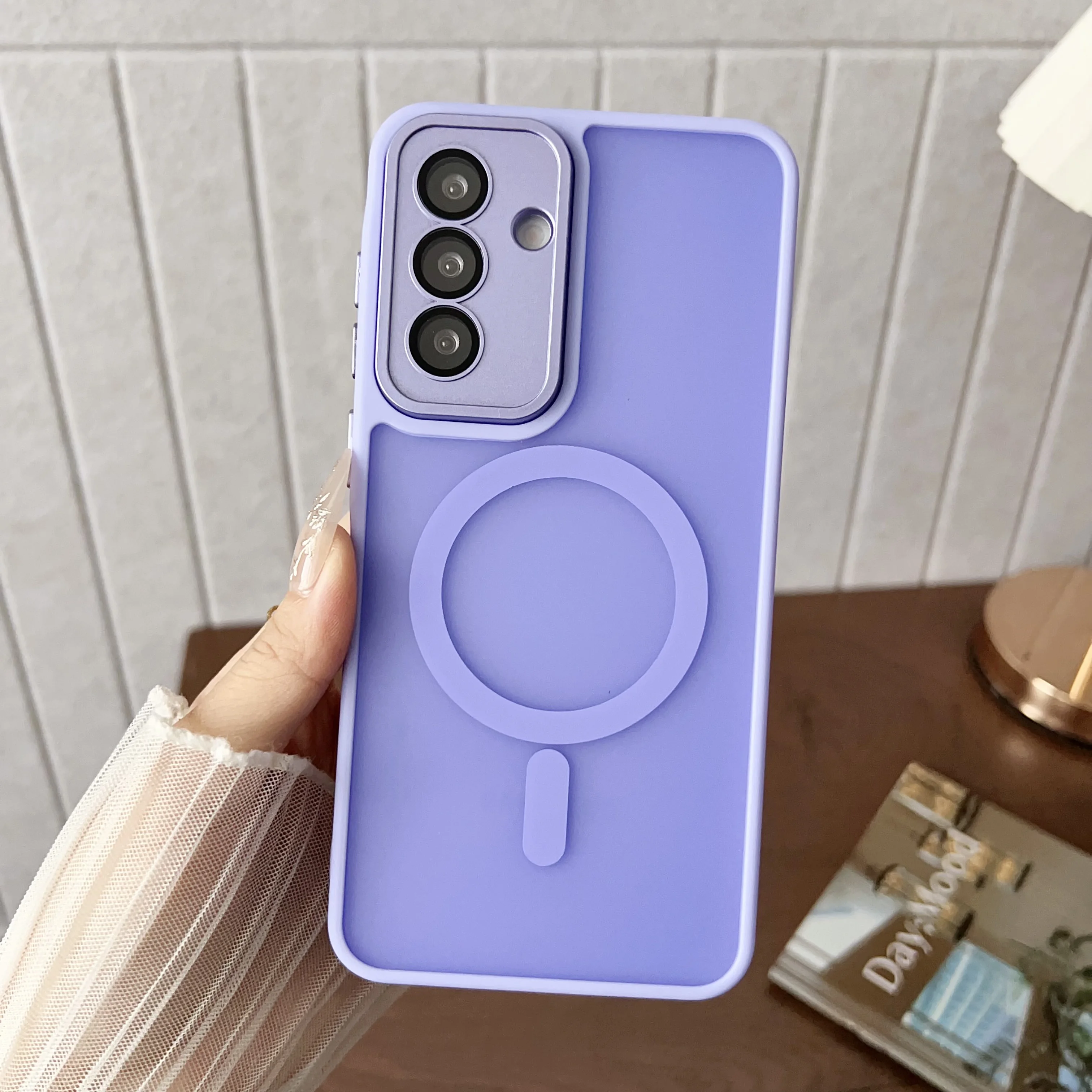 Luxury Matte Magnetic Wireless Charging Case with MagSafe-Compatible Hard Cover