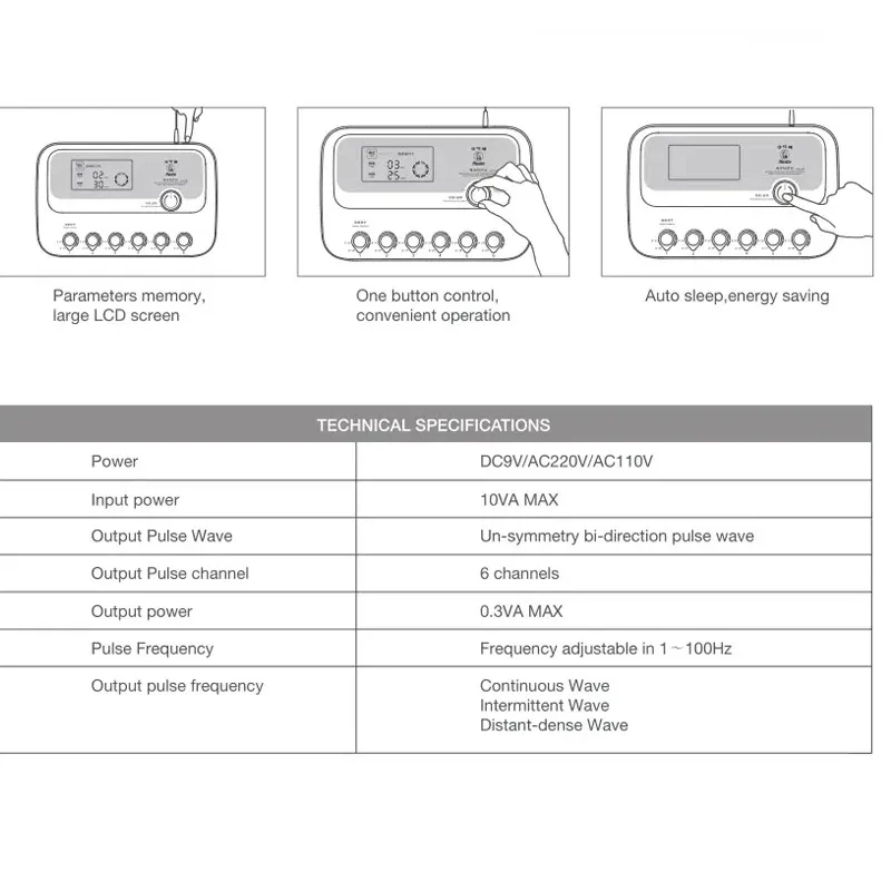 Electro Low-Frequency Acupuncture Stimulator 6 Channels Acupuncture Needle Treatment for Nerve and Muscle Massage Hwato SDZ-3
