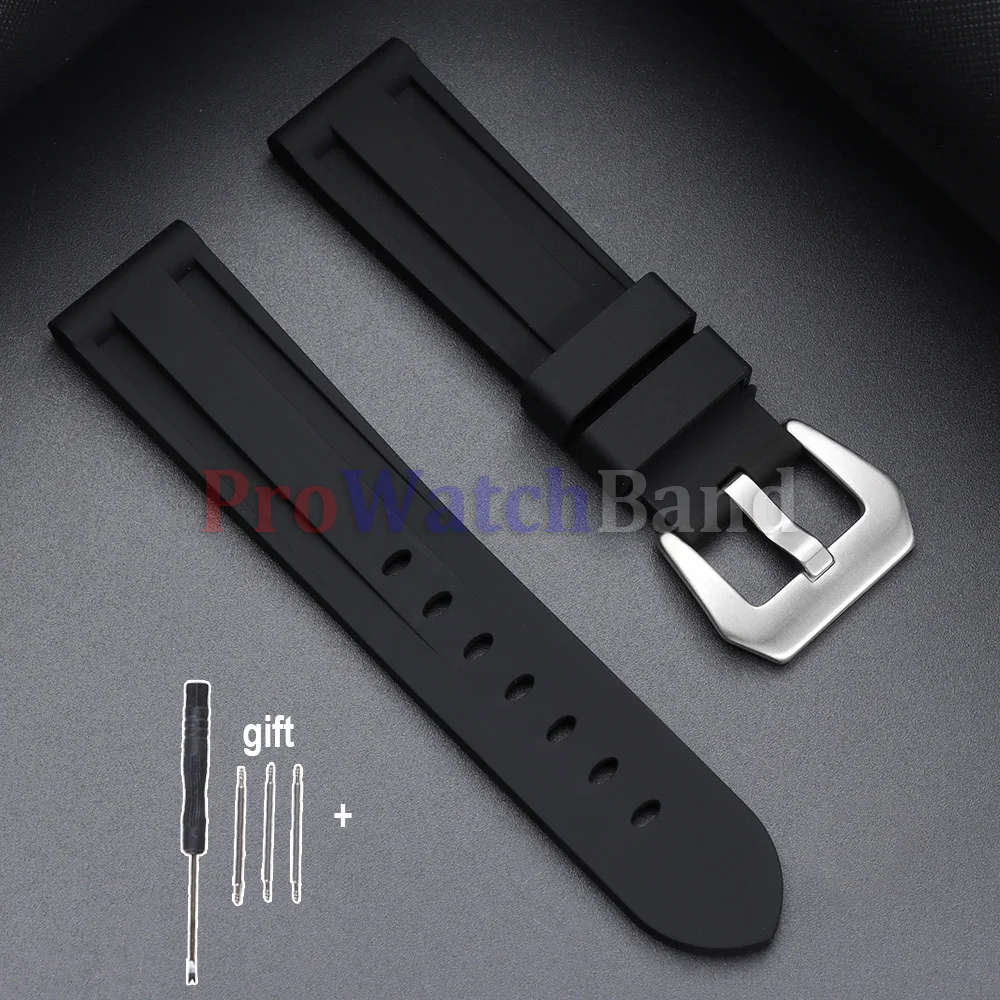 Stitched Sports Silicone Watch Band in Blue and Yellow - Soft Rubber Strap