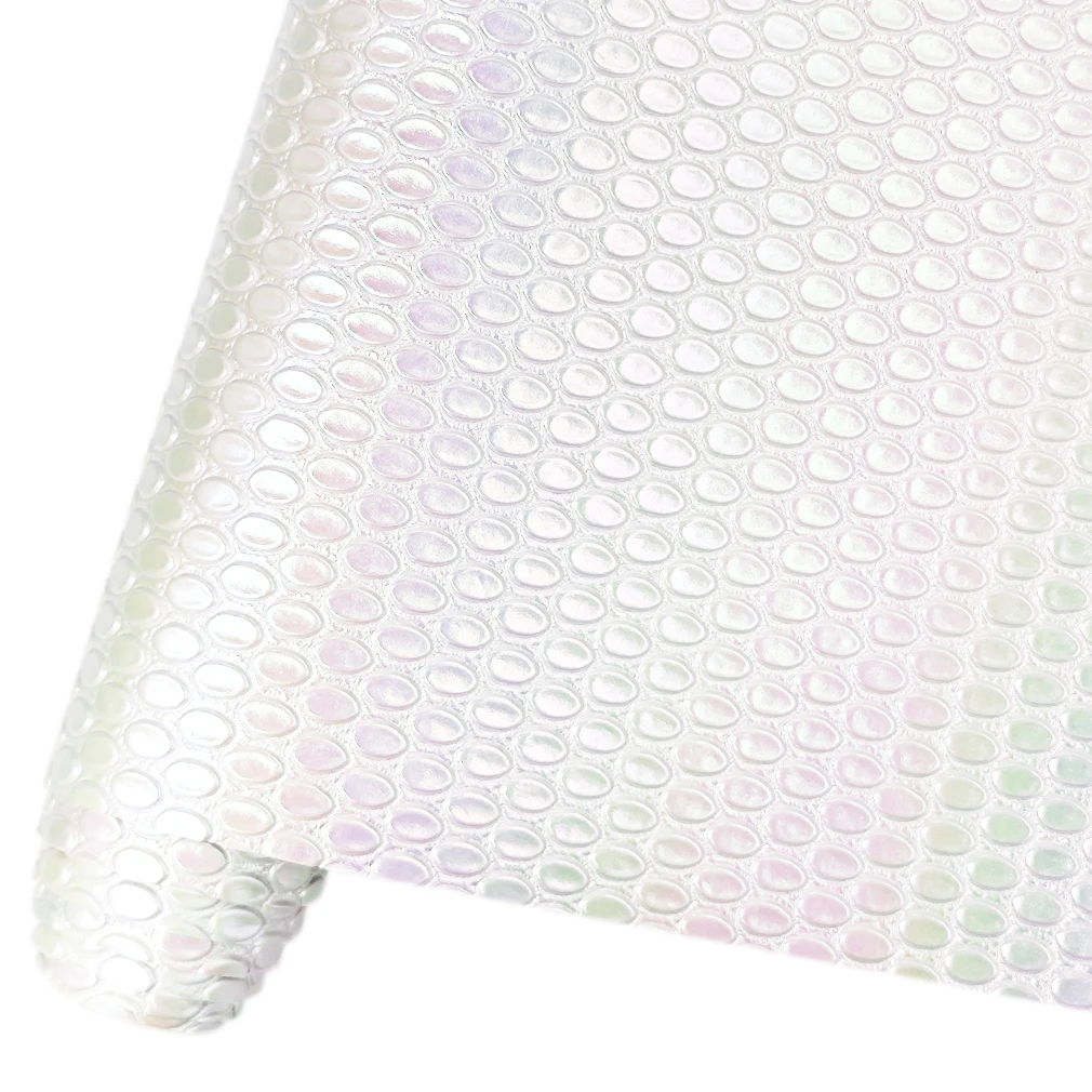 

Dot Embossing Crenelated Feel Magic Reflective Rainbow Gradient Color PU Faux Leather Sheets,Fabric for Craft Sewing Material