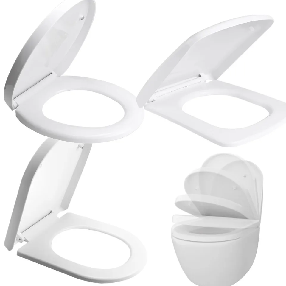 UISEBRT Asiento De Inodoro Con Descenso Automático, Tapa De Inodoro Premium Antibacteriana, Tapa De Inodoro De Duroplast, Gotas De Rocío
