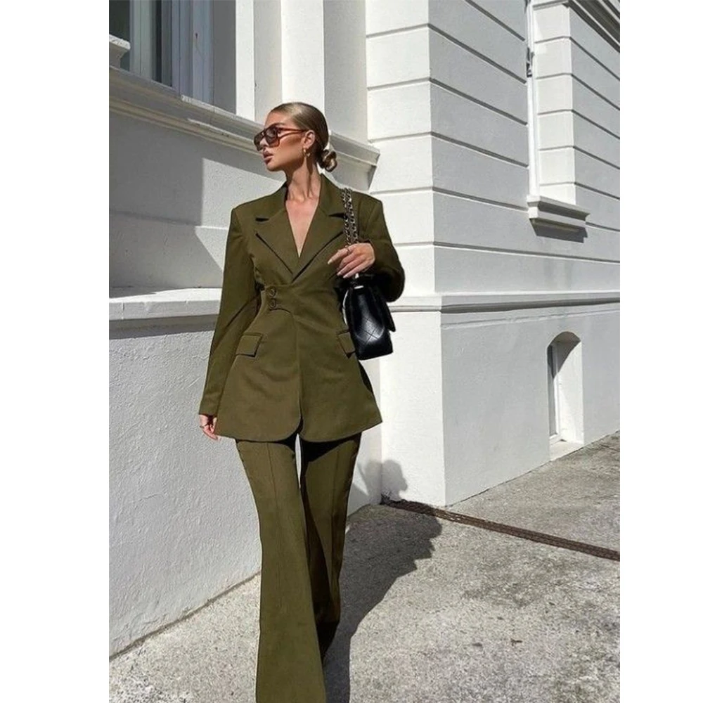 

Women's Two Pieces Commuter Women's Two-piece Suit Casual Workplace Single-breasted V-neck Serge Pant Sets to Dress Pants