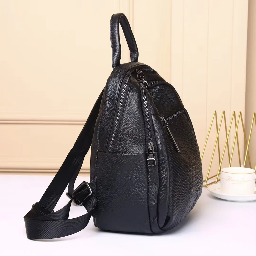 New Fashion Genuine Leather Women Backpack Luxury Brand Female Real Natural Leather Ladies Girl Student Casual Backpacks 3